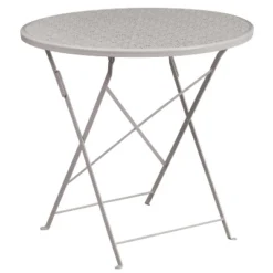 Emma And Oliver Commercial Grade 30" Round Colorful Metal Garden Patio Folding Patio Table -Emma And Oliver GUEST d49a642b 30ae 43c7 8467 aefb296bc953