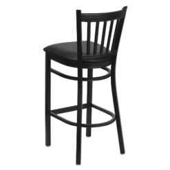Emma And Oliver Black Vertical Back Metal Restaurant Dining Barstool -Emma And Oliver GUEST d49dbdc1 4ef8 46df af51 475fa8fb1785