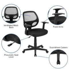 Emma And Oliver Mid-Back Mesh Swivel Ergonomic Task Office Chair - Arms -Emma And Oliver GUEST d524c967 4173 4a29 b3e3 04b7a8704834