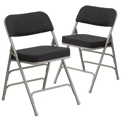 Emma And Oliver 2 Pack Premium Curved Triple Braced & Hinged Fabric Upholstered Metal Folding Chair 12 Emma And Oliver 2 Pack Premium Curved Triple Braced & Hinged Fabric Upholstered Metal Folding Chair - Image 12