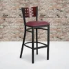Emma And Oliver Black Decorative Cutout Back Metal Restaurant Dining Barstool