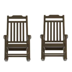 Emma And Oliver Set Of 2 All-Weather Poly Resin Faux Wood Rocking Chairs For Porch &Patio -Emma And Oliver GUEST d6210907 d457 4a23 8631 5a2ee911350d