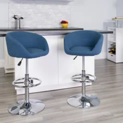 Emma And Oliver Barrel Back Swivel Adjustable Height Barstool With Chrome Base