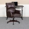 Emma And Oliver High Back Pillow Back Leather Executive Swivel Office Chair With Arms