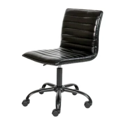 Emma And Oliver Low Back Designer Armless Ribbed Swivel Task Office Chair -Emma And Oliver GUEST d6cdbbf8 c011 4365 98a9 c575005da00d