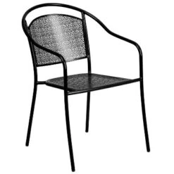 Emma And Oliver Commercial Grade Colorful Metal Patio Arm Chair With Round Back -Emma And Oliver GUEST d6d8ec30 1144 41ec 9386 feb31c456db5