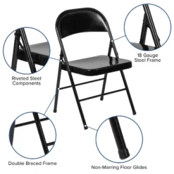 Emma And Oliver 4 Pack Double Braced Commercial Party Events Steel Metal Folding Chair 13 Emma And Oliver 4 Pack Double Braced Commercial Party Events Steel Metal Folding Chair -Emma And Oliver GUEST d826f8d6 d307 4078 9a3e dbbbae6492b5