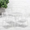 Emma And Oliver Commercial Grade 28" Square Metal Garden Patio Table Set W/ 4 Square Back Chairs