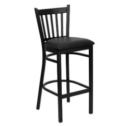 Emma And Oliver Black Vertical Back Metal Restaurant Dining Barstool -Emma And Oliver GUEST d8adf404 5f5d 41fd a760 3a176bb015dd