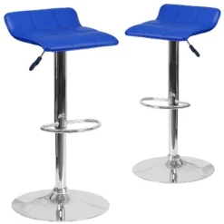Emma And Oliver 2 Pack Contemporary Vinyl Adjustable Height Barstool With Quilted Wave Seat And Chrome Base -Emma And Oliver GUEST d91b85d5 3f53 4798 a342 8a900c884473