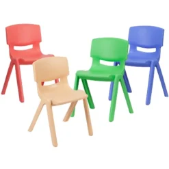 Emma And Oliver 4 Pack Plastic Stackable K-2 School Chair With 13.25"H Seat -Emma And Oliver GUEST d92f50fc e6a6 4d3f a313 4a7a9487e8c0