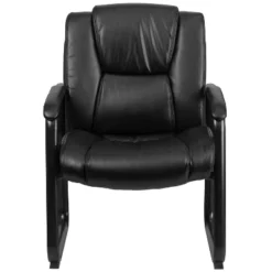 Emma And Oliver 500 Lb. Big & Tall Black LeatherSoft Tufted Side Chair With Sled Base -Emma And Oliver GUEST d961aae4 a272 4d14 8dd4 85addab39c35