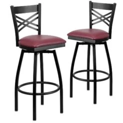 Emma And Oliver 2 Pack "X" Back Swivel Metal Barstool -Emma And Oliver GUEST d9fed55a 6329 412c b74a 76b88e8ad406