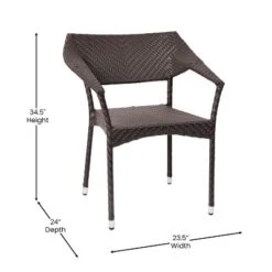 Emma And Oliver Modern All-Weather Patio Dining Chair With Fade And Weather Resistant PE Rattan And Reinforced Steel Frame -Emma And Oliver GUEST da3cd445 d1a0 47a1 8d81 ed596a6dd5e6