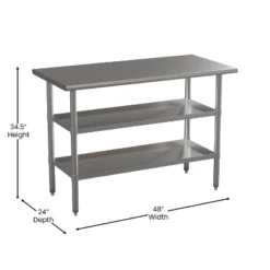Emma And Oliver NSF Certified Stainless Steel 18 Gauge Work Table With 2 Undershelves -Emma And Oliver GUEST dab16b33 1df6 4ebc 8dc6 d246d86aa6ac