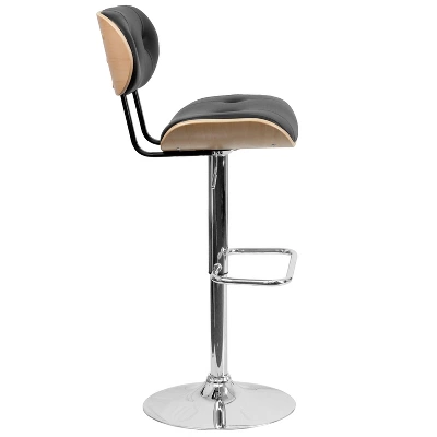 Emma And Oliver Bentwood Adjustable Height Barstool With Button Tufted Upholstery 7 Emma And Oliver Bentwood Adjustable Height Barstool With Button Tufted Upholstery - Image 7