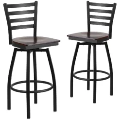 Emma And Oliver 2 Pack Ladder Back Swivel Metal Barstool -Emma And Oliver GUEST db637847 46f7 4216 841c 4536f720be23