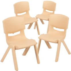 Emma And Oliver 4 Pack Plastic Stack School Chair With 12" Seat Height - Kids Chair -Emma And Oliver GUEST dc0e1b27 8964 480c ad37 6370457add01