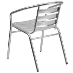 Emma And Oliver 4 Pack Commercial Aluminum Indoor-Outdoor Stack Chair - Triple Slat Back And Arms -Emma And Oliver GUEST dc30b039 8ea6 445f 9437 b6f52d227e56