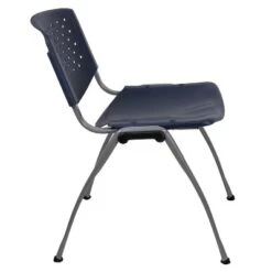 Emma And Oliver Home And Office Navy Plastic Stack Chair With Perforated Back - Guest Chair -Emma And Oliver GUEST dcbc7963 e49c 4c08 9d5c 994e845d0b0a