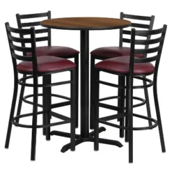 Emma And Oliver 30" Round Laminate Table Set With X-Base And 4 Ladder Back Stools -Emma And Oliver GUEST dcdb64cd 6031 4836 ace6 f76506428b3d