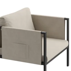 Emma And Oliver Indoor Outdoor Patio Lounge Chair, Steel Framed Club Chair With Cushions And 2 Storage Pockets -Emma And Oliver GUEST dda352f1 91d7 46c1 ad6f 9dab6b1c8ea3