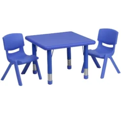 Emma And Oliver 24" Square Plastic Height Adjustable Activity Table Set With 2 Chairs -Emma And Oliver GUEST ddb30316 5d61 442f b6dc b920b4a86ddc