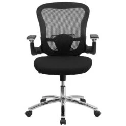 Emma And Oliver Mid-Back Black Mesh Swivel Ergonomic Office Chair - Height Adjustable Flip-Up Arms -Emma And Oliver GUEST ddd905b7 a804 40d6 8d48 17da6ffb143e