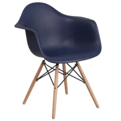 Emma And Oliver Plastic Accent Dining Chair With Arms And Wooden Legs -Emma And Oliver GUEST de274f23 1263 4a06 8d36 3566f4552f0e