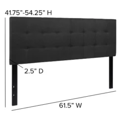 Emma And Oliver Quilted Tufted Upholstered Queen Size Headboard In Black Fabric -Emma And Oliver GUEST de3ee538 b17b 4187 9b32 9460701b6903