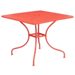 Emma And Oliver Commercial Grade 35.5" Indoor-Outdoor Steel Patio Table With Umbrella Hole -Emma And Oliver GUEST de62f847 24a8 4511 a784 ae1a1aed2f82