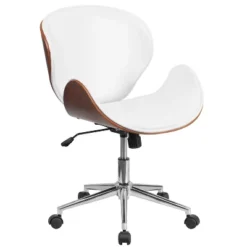 Emma And Oliver Mid-Back Wood Conference Office Chair With Leather Seat -Emma And Oliver GUEST de630604 597e 4e33 9d31 6d8ad3808284