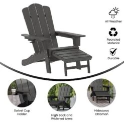 Emma And Oliver Adirondack Chair With Cup Holder And Pull Out Ottoman, All-Weather HDPE Indoor/Outdoor Lounge Chair -Emma And Oliver GUEST de6ba7fd 4b90 41d6 a5f7 0957a920cb0e