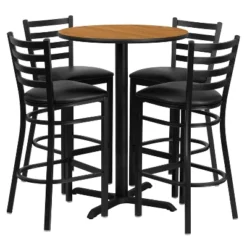 Emma And Oliver 30" Round Laminate Table Set With X-Base And 4 Ladder Back Stools -Emma And Oliver GUEST de6de019 4fdb 405f b0e4 2e4716fb3016
