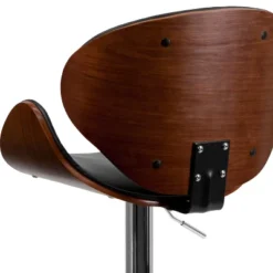 Emma And Oliver Bentwood Adjustable Height Barstool With Curved Vinyl Seat/Back -Emma And Oliver GUEST de788816 2619 40c5 9749 414ffe4f5b26