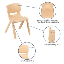 Emma And Oliver 4 Pack Plastic Stackable K-2 School Chair With 13.25"H Seat -Emma And Oliver GUEST dea4f334 7386 4e15 898e d3bfbd864f53
