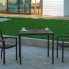Emma And Oliver Square All-Weather Faux Teak Patio Dining Table With Steel Frame - Seats 4
