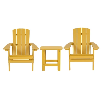 Emma And Oliver Three Piece Hammond Adirondack Style Conversation Set With Two Chairs And Matching Side Table For Indoor And Outdoor Use 15 Emma And Oliver Three Piece Hammond Adirondack Style Conversation Set With Two Chairs And Matching Side Table For Indoor And Outdoor Use - Image 15