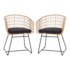 Emma And Oliver Set Of Two All-Weather Faux Rattan Rope Chairs With Padded Cushions For Indoor And Outdoor Use -Emma And Oliver GUEST defc17f8 0a9e 421b 9062 909ffc5eac79