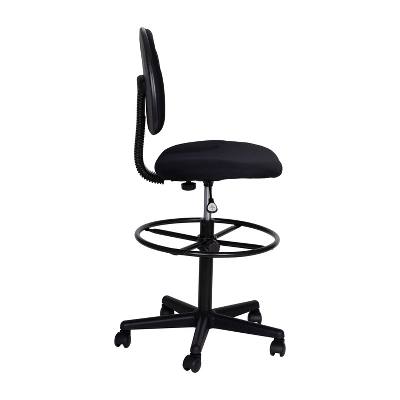 Emma And Oliver Black Fabric Mid-Back Drafting Chair With Back Depth Adjustment, Height Adjustable Swivel Seat And Footring 7 Emma And Oliver Black Fabric Mid-Back Drafting Chair With Back Depth Adjustment, Height Adjustable Swivel Seat And Footring - Image 7
