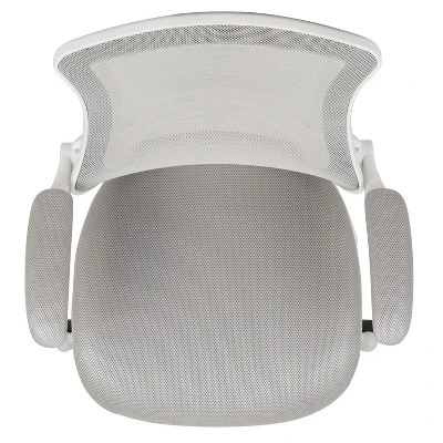 Emma And Oliver Mid-Back Light Gray Mesh Ergonomic Task Office Chair, White Frame - Flip-Up Arms 8 Emma And Oliver Mid-Back Light Gray Mesh Ergonomic Task Office Chair, White Frame - Flip-Up Arms - Image 8