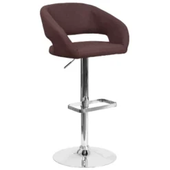 Emma And Oliver Shae Contemporary Upholstered Adjustable Height Barstool With Rounded, Cutout Mid-Back And Pedestal Base -Emma And Oliver GUEST e0029fc3 67de 487d a274 4c289ef277e4