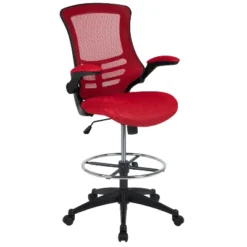 Emma And Oliver Mid-Back Mesh Ergonomic Drafting Chair With Foot Ring And Flip-Up Arms -Emma And Oliver GUEST e00687ec cfc5 46bf a46f 6ca29c7c17b3
