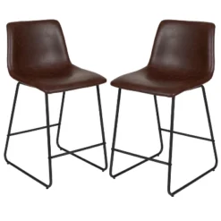 Emma And Oliver Set Of 2 Kitchen Counter Height Stool - 24 Inch LeatherSoft Barstool -Emma And Oliver GUEST e016a2b5 f42e 48de ab68 57e241751512