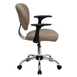 Emma And Oliver Mid-Back Coffee Brown Mesh Padded Swivel Task Office Chair With Arms -Emma And Oliver GUEST e03dbb09 0b4e 4d6d b642 120c34479fe6