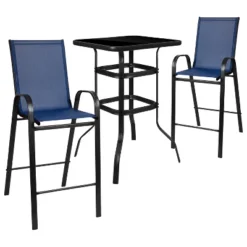 Emma And Oliver 3 Piece Outdoor Bar Height Set-Glass Patio Bar Table-All-Weather Barstools -Emma And Oliver GUEST e049e8ca c5d3 4308 b8c0 431494a2bbe4