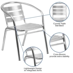 Emma And Oliver 4 Pack Heavy Duty Commercial Aluminum Indoor-Outdoor Slat-Back Stack Chair -Emma And Oliver GUEST e055b3e1 8fca 46bd a278 bec89a173cc7