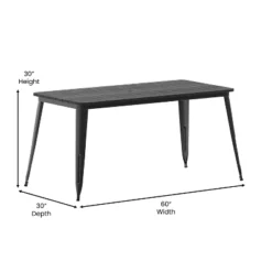 Emma And Oliver Indoor/Outdoor Dining Table With Umbrella Hole, 30" X 60" Rectangular All Weather Poly Resin Top And Black Steel Base -Emma And Oliver GUEST e0b0098b b8fb 482f 95cb f0a060e42651
