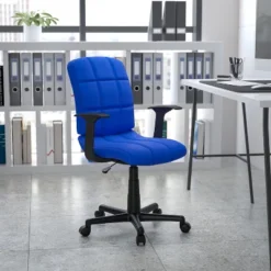 Emma And Oliver Mid-Back Quilted Vinyl Swivel Task Office Chair With Arms