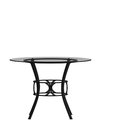 Emma And Oliver 42'' Round Glass Dining Table With Black Metal Frame 8 Emma And Oliver 42'' Round Glass Dining Table With Black Metal Frame - Image 8